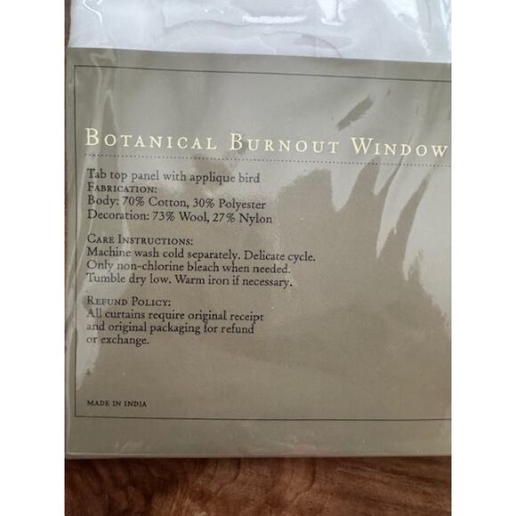 World Market Botanical Burnout Window Curtain Panels 44 X 84- Set of 2 NEW - Picture 6 of 6